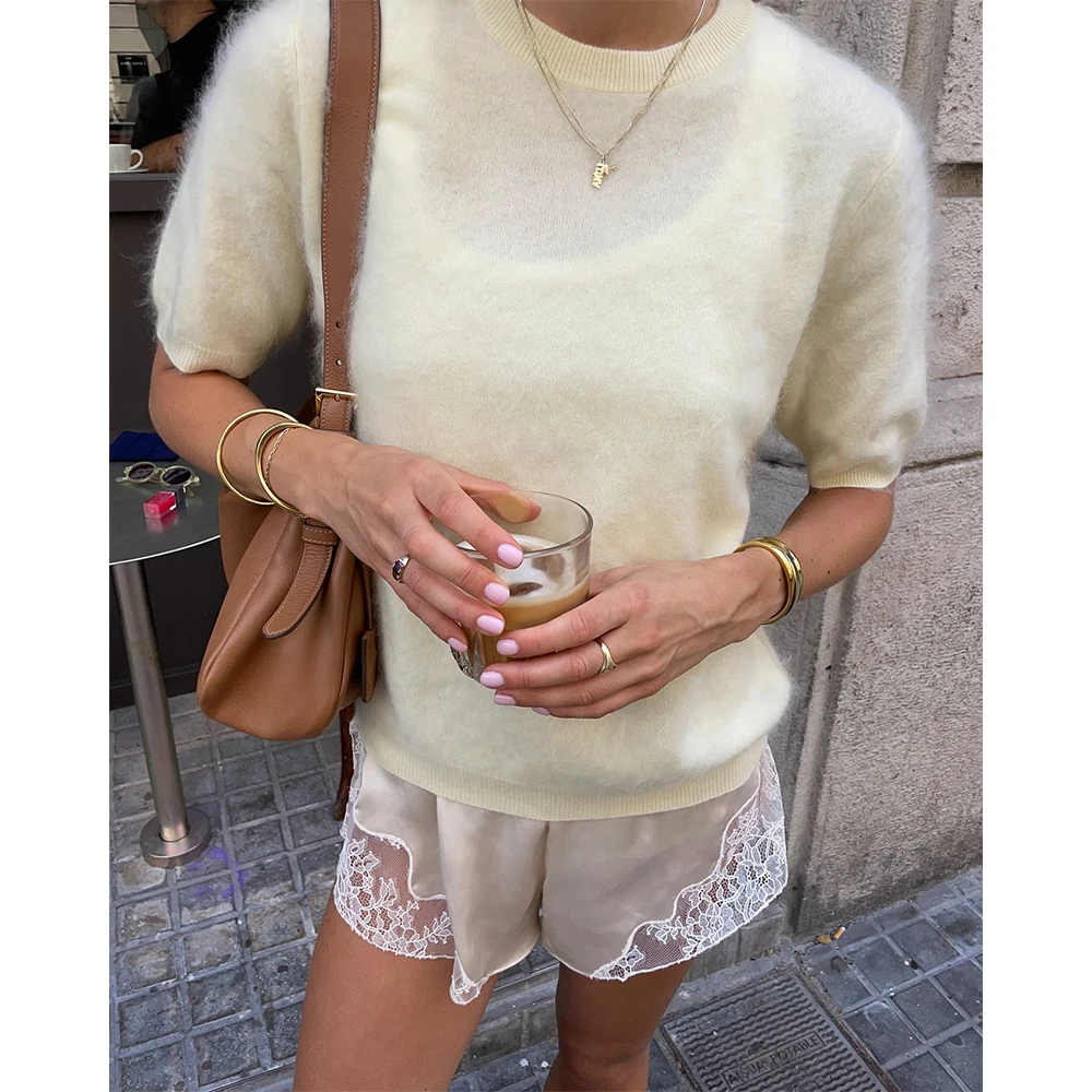 Pantaloncini a metà slip da donna y2k Coquette in raso con finiture in pizzo a vita bassa Pantaloncini setosi a gamba larga trasparenti Pantaloni da loungewear Streetwear