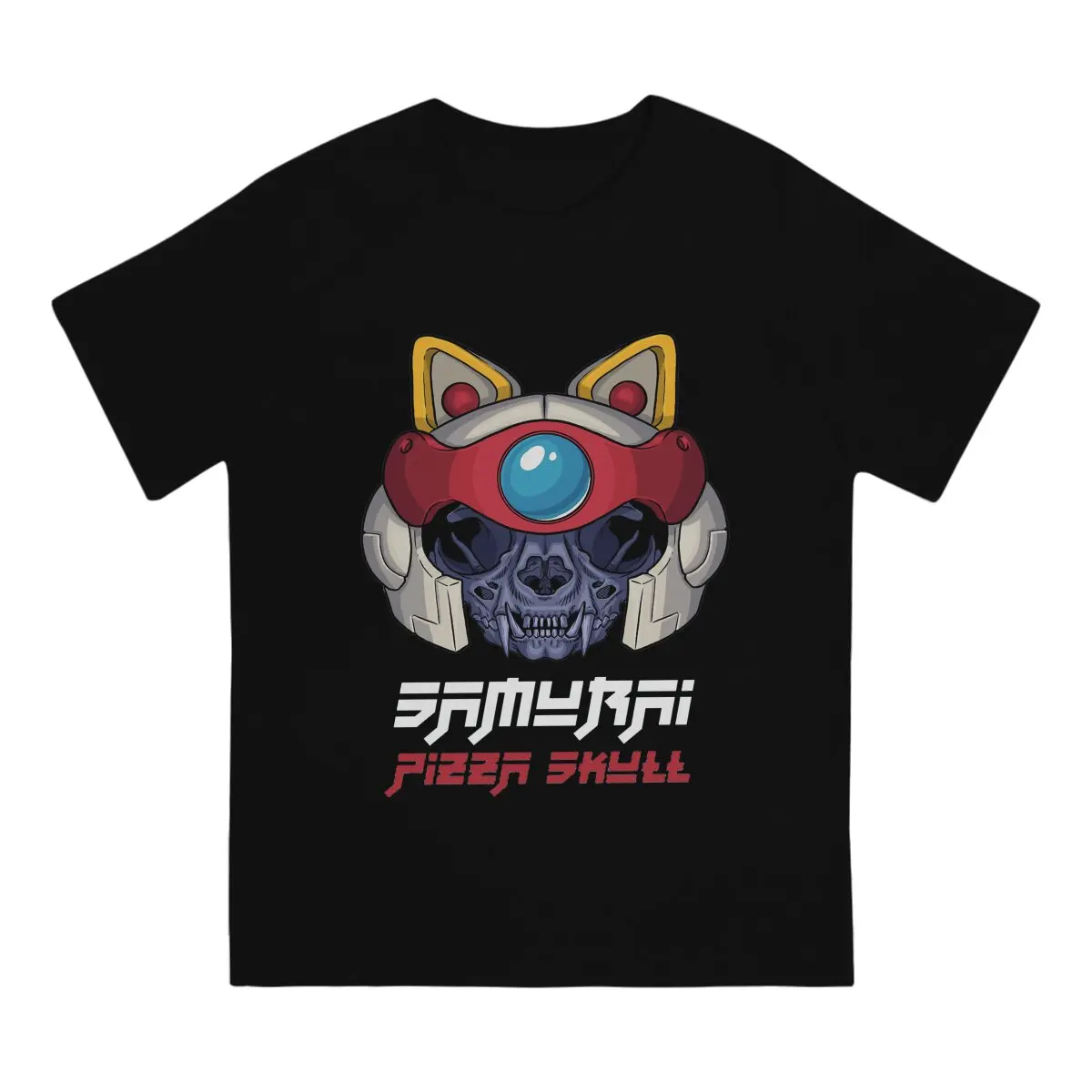 Samurai Pizza Cats Skull T Shirt Vintage Alternative Men's Tshirt Polyester Men Clothes