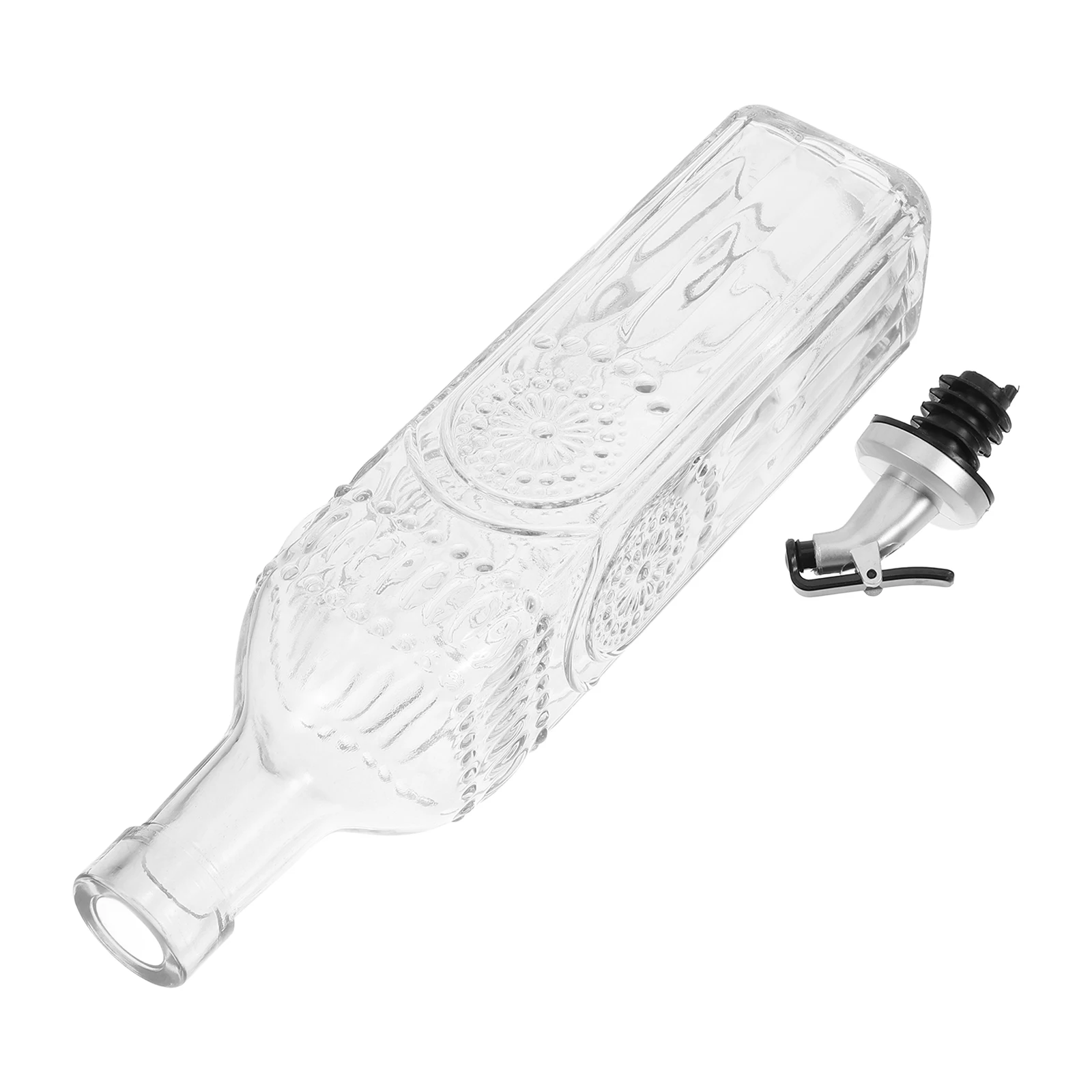 

Elegant Carved Glass Oil Bottle Non-Drip Spout Precise Pouring Kitchen Essential Cooking Liquids Glass Dressing Bottle