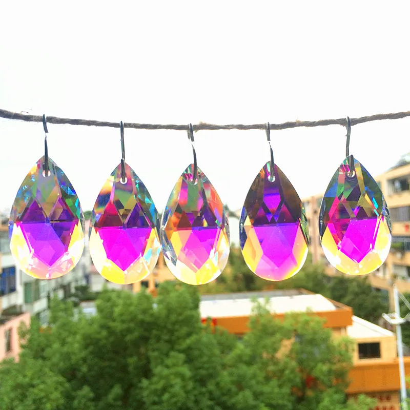 Top Qualität 5Pcs 3 Farben Glas 38mm Teardrop K9 KRISTALL Perlen DIY Kronleuchter Anhänger Lampe Prismen Schmuck Hängen dekoration