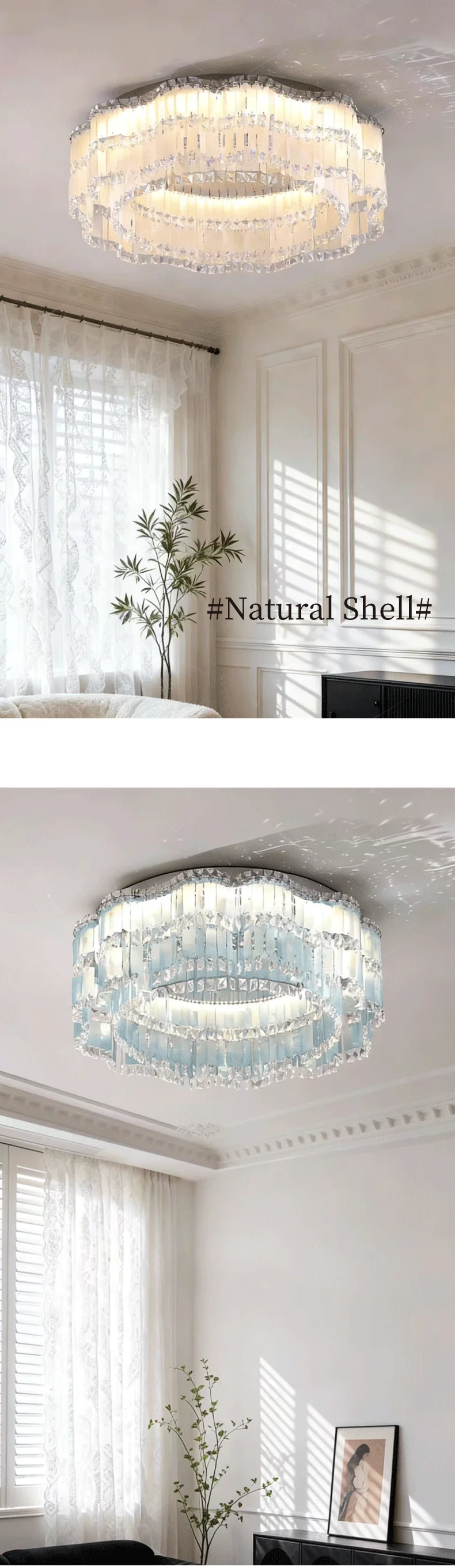 Shell LED E14 Ceiling Lights Crystal Luminaires