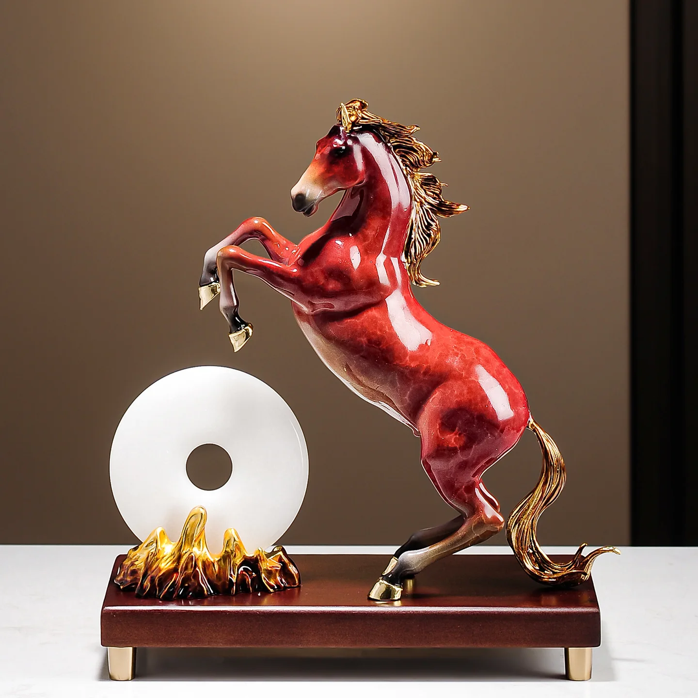 HYS copper horse to success ornament high-end living room TV cabinet wine cabinet boss office decoration housewarming gifts