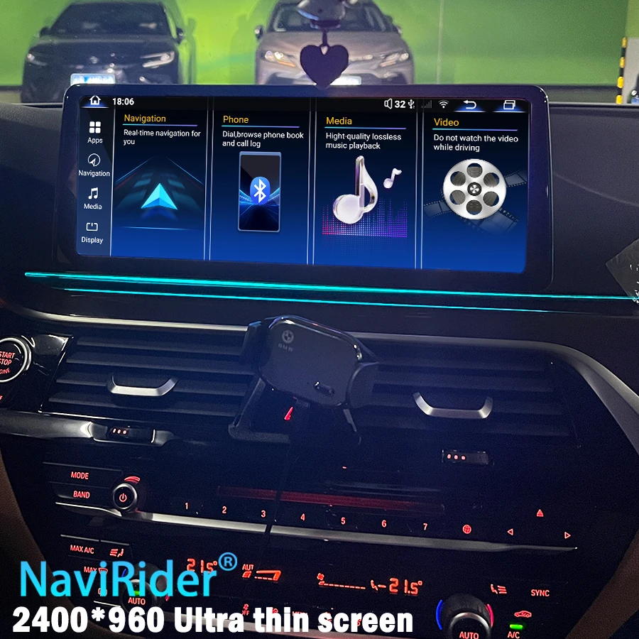 12.3 بوصة 2400*960 سيارة فيديو لسيارات Bmw 5 Series 7 Series F10 F18 F11 F07 GT F01 F02 لاعب عرض أندرويد GPS شاشة الوسائط المتعددة #1