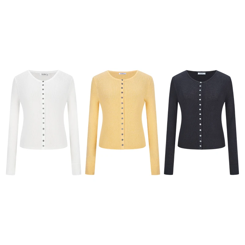 MosesQueen Cardigan aperto lavorato a maglia slim fit all'inizio della primavera Top Gentle Sle Simple Faion Pullover lungo da donna rotondo Ne