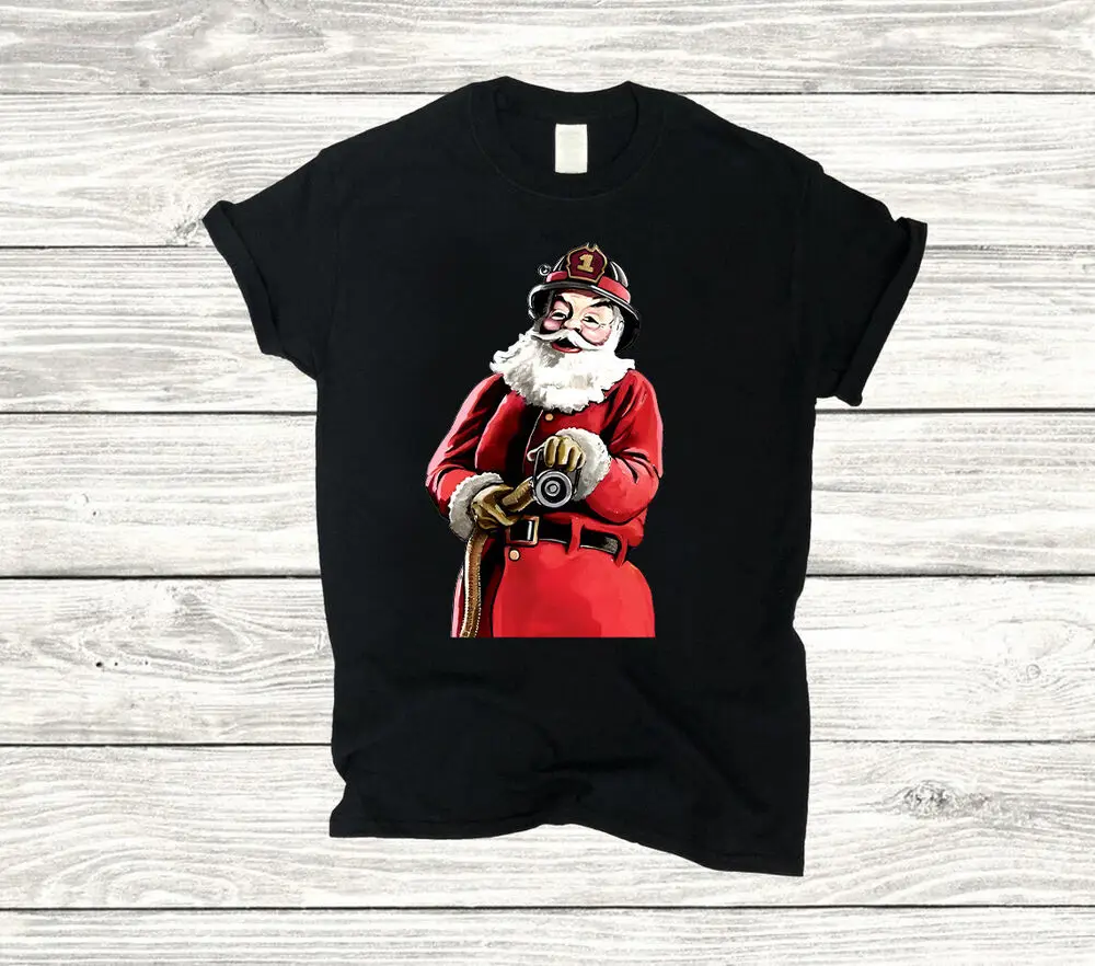 Santa Firefighter Christmas T-Shirt Unisex T-shirts for Men Women Summer Tees Cotton Luxury brand vintage oversized