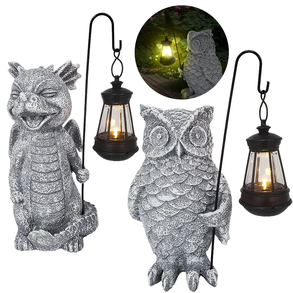 

Solar Resin Owl with LED Light Waterproof Owl Solar Powered LED Light Owl Statues Outdoor Decor Lamp for Garden Patio and Lawn