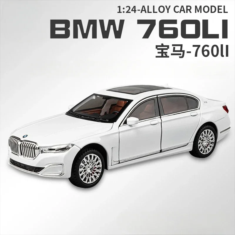 Nowy 1:24 BMW 760LI wysoka symulacja odlewany model samochodu ze stopu metali dźwięk i światło wycofać kolekcja zabawek dla dzieci prezenty