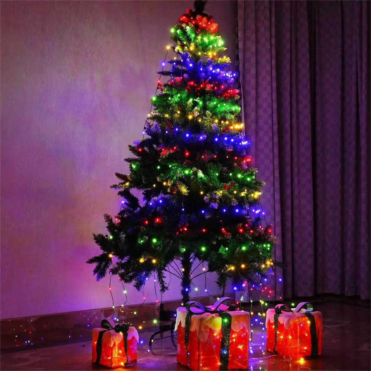 1 قطعة 2M400LED USB شجرة عيد الميلاد سلسلة أضواء ، 8 أوضاع الإضاءة ، الجلود خط إكليل الديكور ضوء عطلة جو الإضاءة