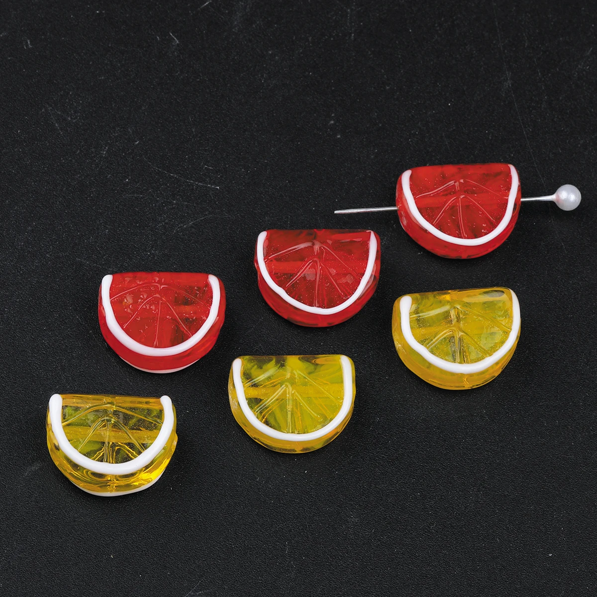 6pcs Handmade Unique Glass Beads Orange Fruit-Shaped Decorative Beads Translucent DIY For Jewelry Making Accessories