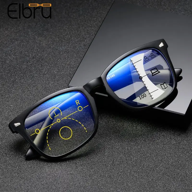 

Elbru Multifocal Anti Blue Light Reading Glasses Women Men Fashion Near And Far Dual-purpose Presbyopic Eyewear Smart Eyeglasses