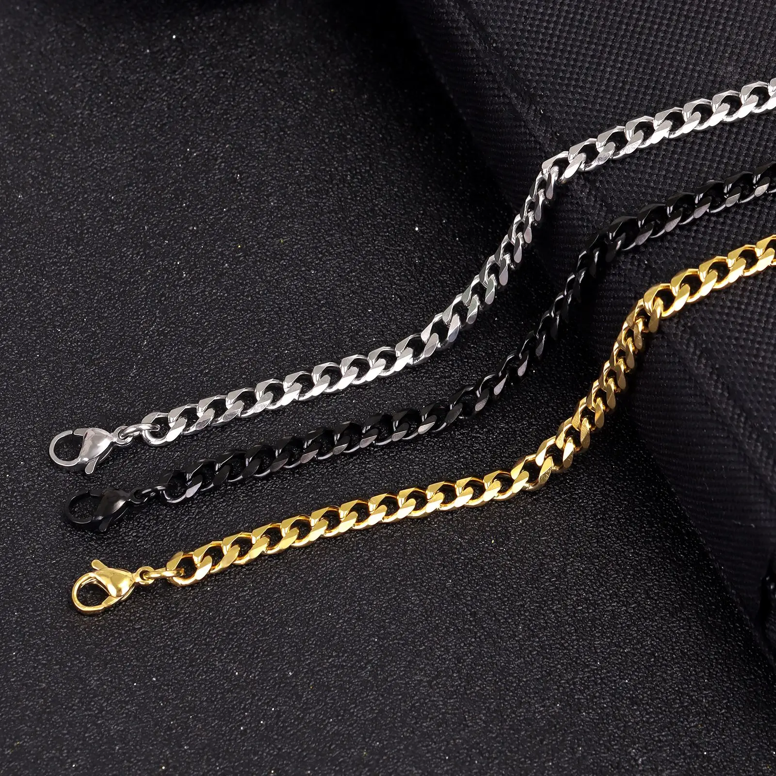 New Sliver Color Cuban Chain Charm Bracelet For Men Women High Quality Stainless Steel Hand Chain Punk Bracelets Jewelry Gift