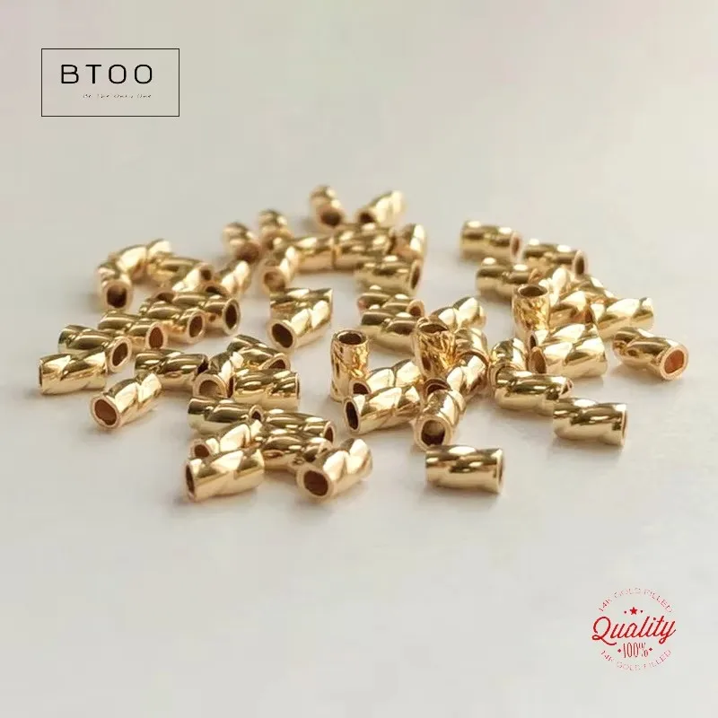 14K Gold Filled Twisted Tube Beads Spacer Beads for DIY Jewelry Making Tarnish Resistant Jewelry Findings