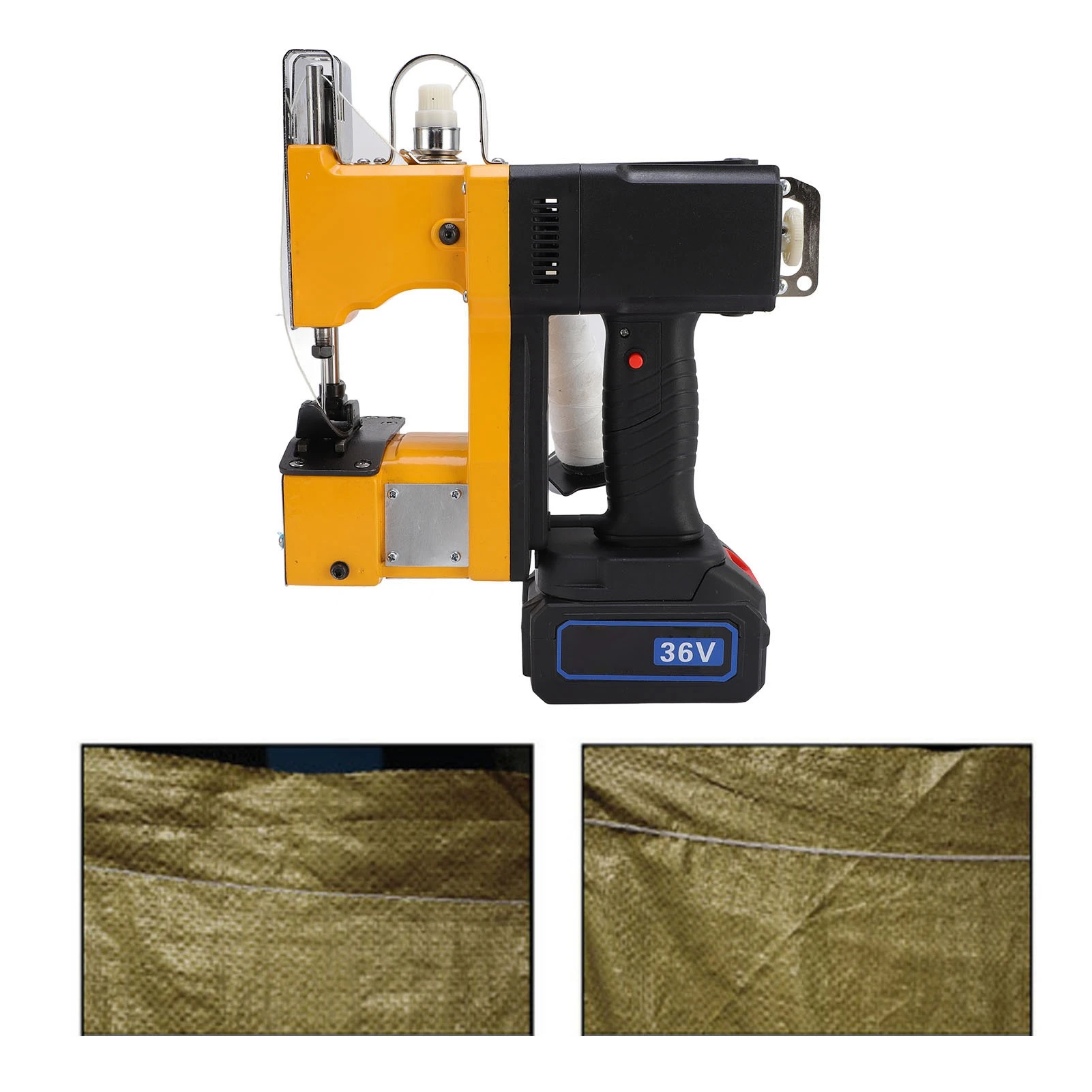 Máquina envasadora de bolsas tejidas, máquina de coser de bolsas tejidas, 1500-1700 puntadas por minuto, cierre de costuras de bolsas eléctricas inalámbricas de 280W