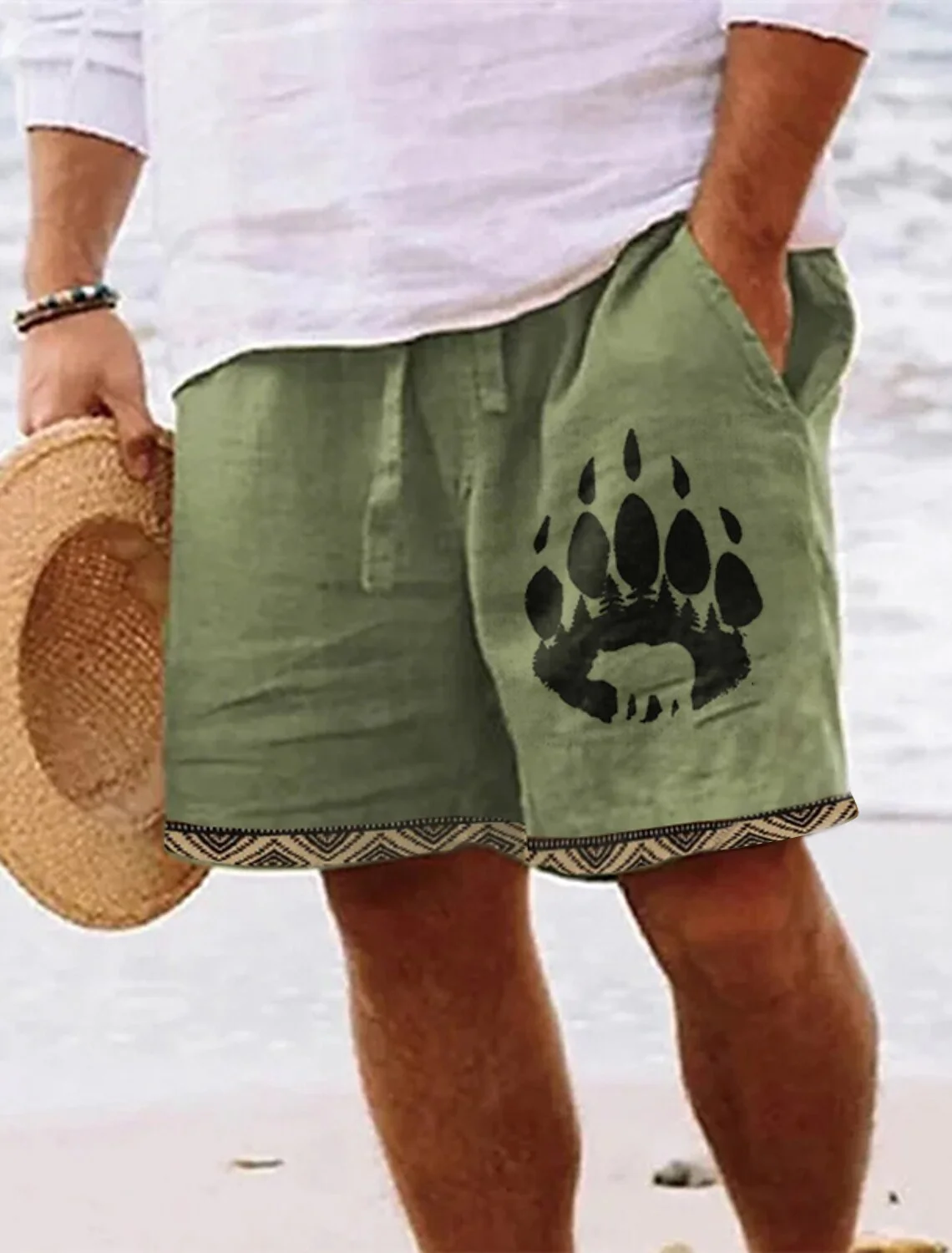 2024 New Men\'s Retro Bear Paw 3D Printed Shorts Men\'s Summer Breathable Retro Shorts Fitness Street Shorts Men Ropa Hombre