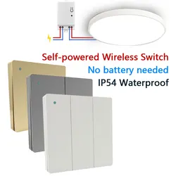 Self-Pow Wall Light wireless Switch Self-Powered Remote Control No Battery No Wire IP54 Waterproof Indoor Outdoor kinetic switch