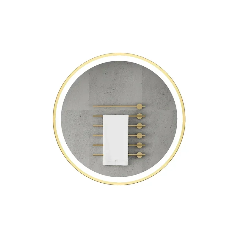 Modern Mirror Golden Round Smart for Bathroom for Home Durable Build Decorative Versatile Use Fine Craftsmanship Handcrafted