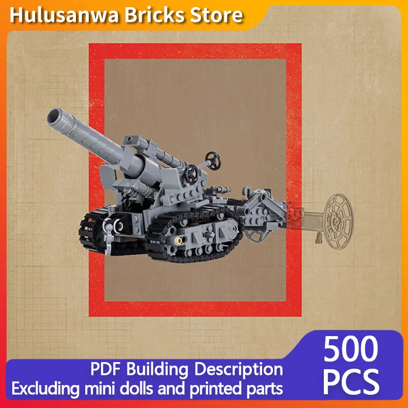 Military Heavy Howitzer Model MOC Building Bricks War Equipment Modular Technology Gifts Holiday Assemble Children Toys Suit