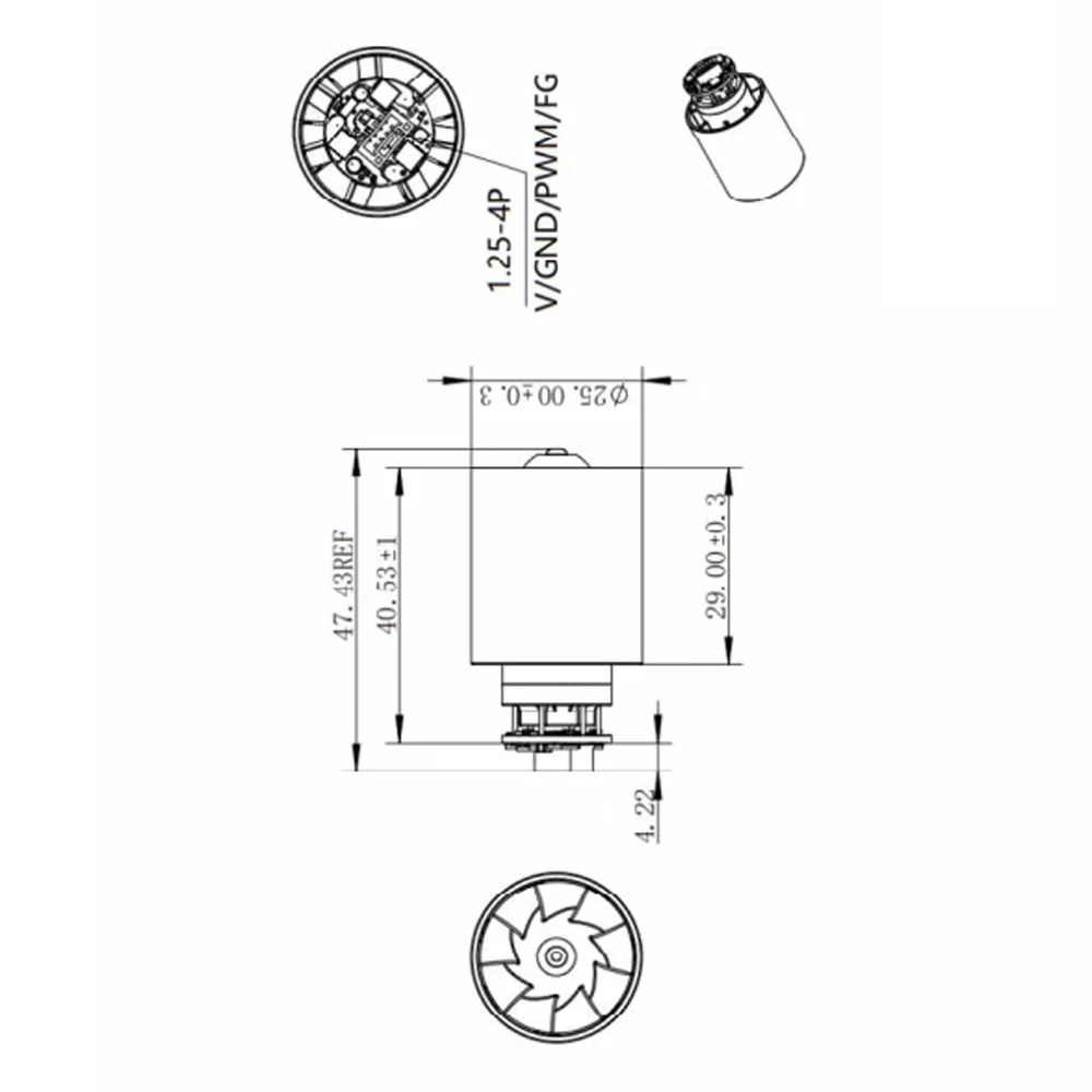 DC4.2V 40000RPM Brushless Fan Motor Three Phase Inner Rotor Electric Hair Dryer High Speed Built-In Blades Brushless Motor