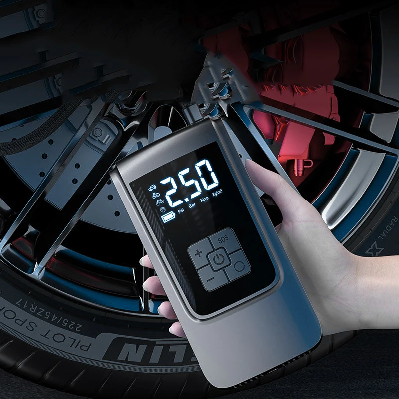 Tragbare Luftkompressor Reifen Inflatorpumpe Drahtlose Reifenfüllpumpe Genaue Druckluftpumpe für Motorrad Fahrrad Ball