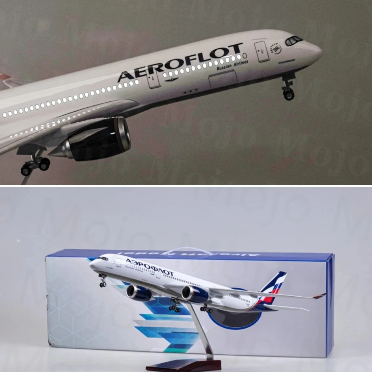 47CM Samolot w skali 1/142 Airbus A350 Aeroflot Russian Airlines Model W Światło i koło Samolot z żywicy do ekspozycji kolekcji