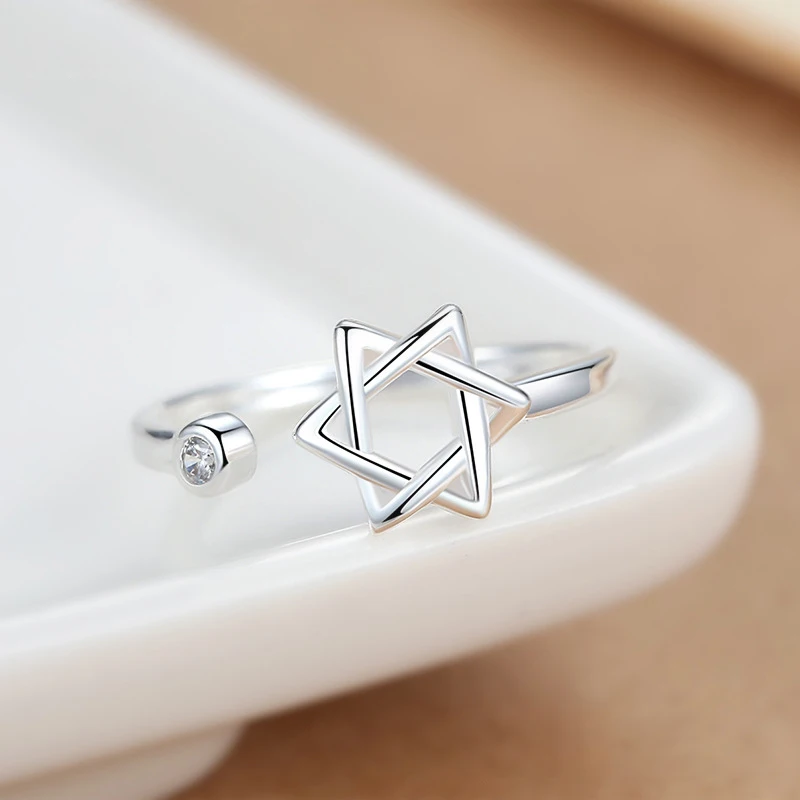 LYNNE Jewelry Fashion 925 Sterling Silver Hollow Star Zircon Rings Wholesale Women Trend Resizable CZ Ring Fine Birthday Gift