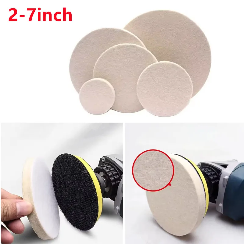 

2/7 дюймов полировальные подушечки из шерстяного фетра, полировальная подушечка 75 мм, 100 мм, 150 мм, 180 мм, колесо для стекла, нержавеющей стали, полировка, ремонт царапин