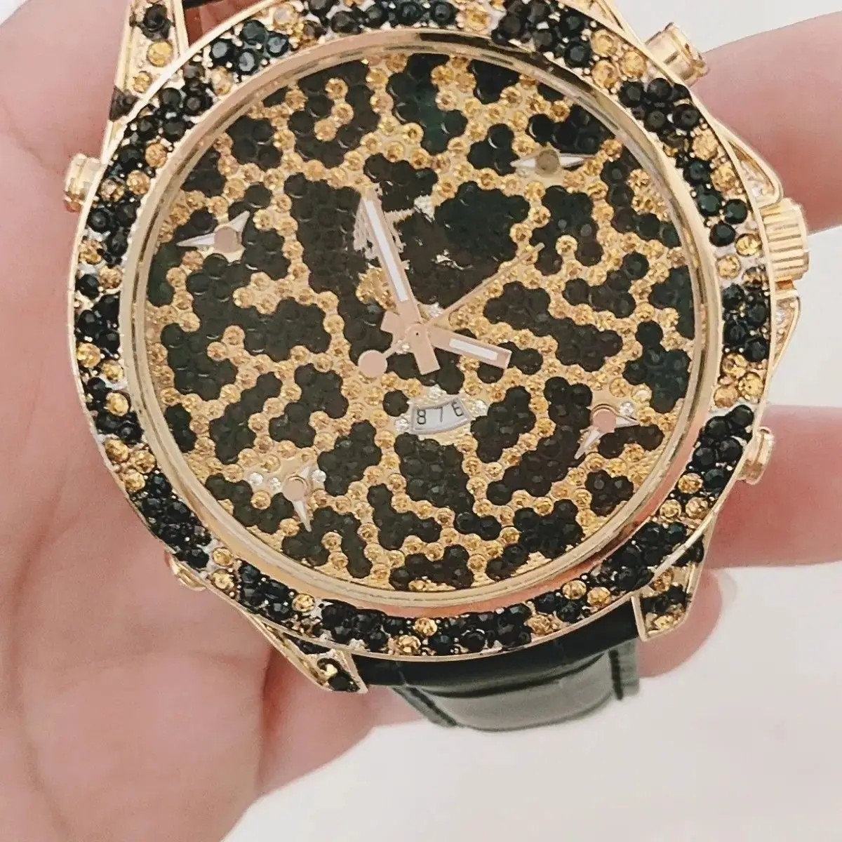 Montre à Quartz pour hommes, montre à Quartz pour femmes, montre de ceinture à grande plaque en strass pour garçons et filles