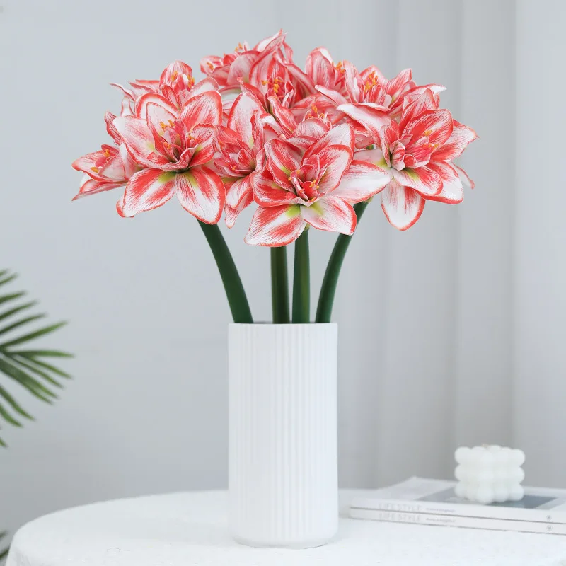 3 unids/lote de flores de Clivia artificiales de látex, decoración del hogar de lujo, flores de Clivia falsas, decoración de mesa, arreglo Floral para fiesta de boda