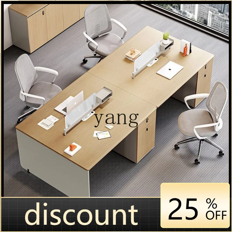 

LH office desk and chair combination simple modern three-person desk sub-screen
