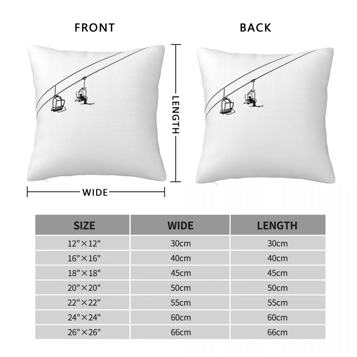 Ski Snow Nordic Lift Chalet Pole Pillowcase Polyester Linen Velvet Creative Zip Decor Pillow Case Room Cushion Cover