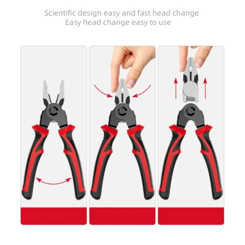 5 in 1 Multitool Pliers Portable Hand Tools Replaceable Head Crimping Tool Wire Non-Slip Handle Wire Cutter,Wire Stripper,