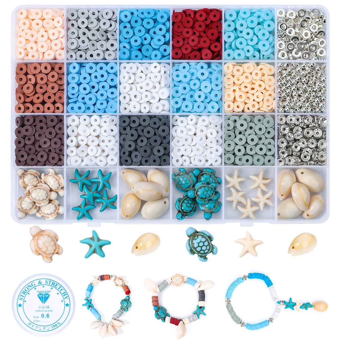 

2680pcs Ocean Vacation Style Polymer Clay Beads Bracelet Making Kit beads For Unique Bracelet Necklce Making DIY Accessorie