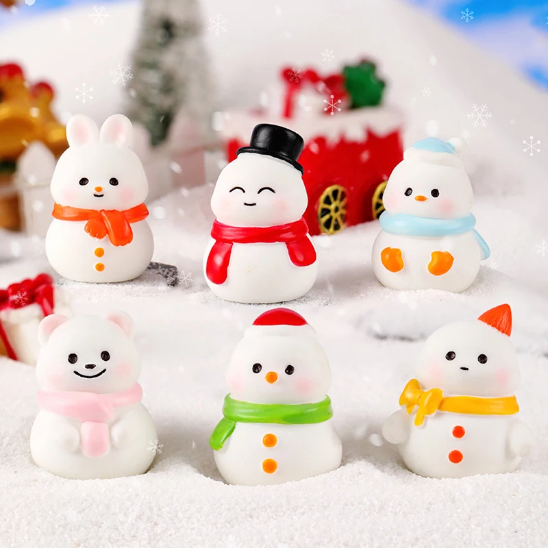 1Pc Mini Resin Christmas Snowman Micro Landscape Figurines Dollhouse Ornament Home Decorations Fairy Garden Snowman Figurine