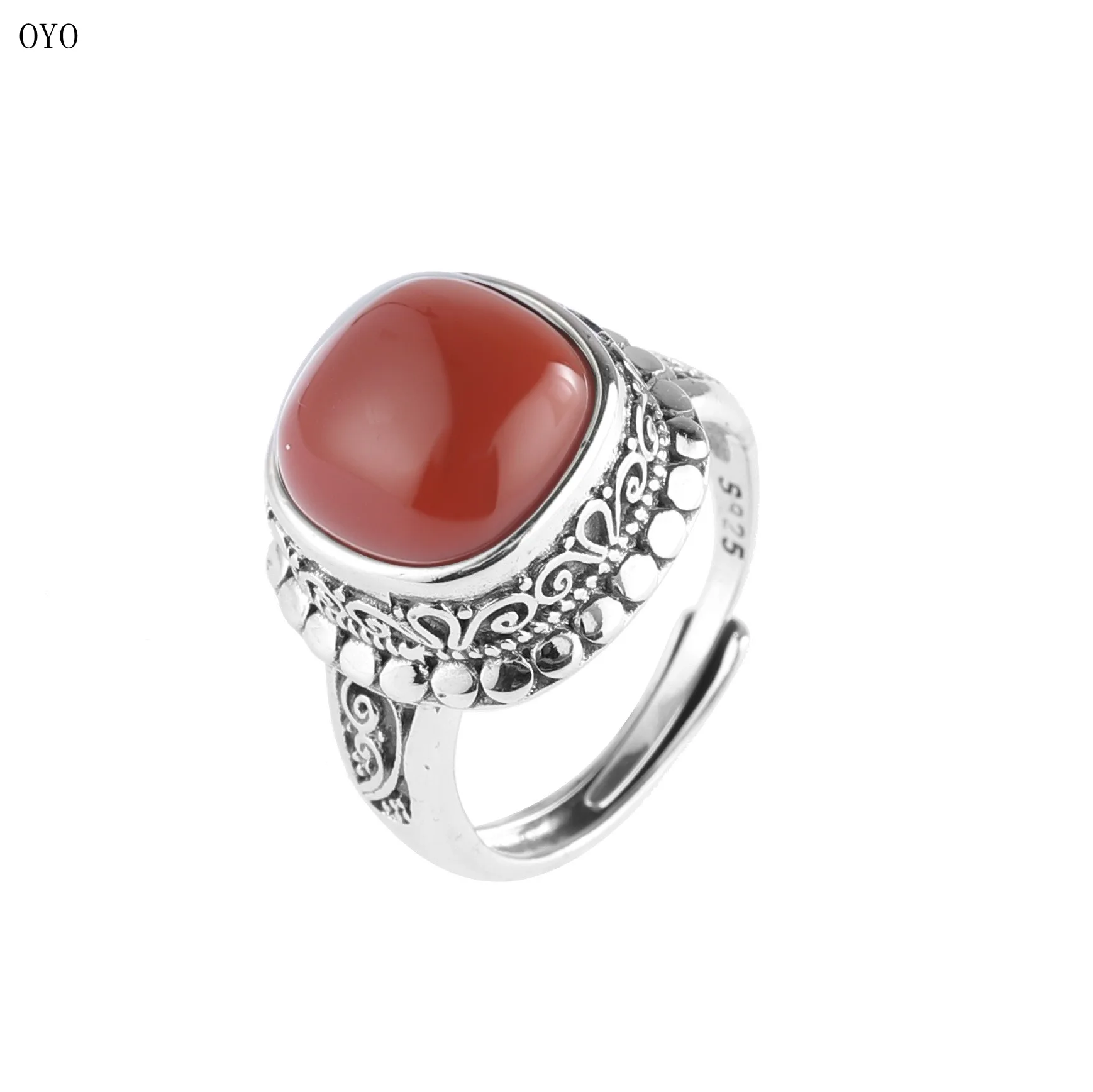 

925 pure silver feminine temperament and Tian jade Chinese style elegant retro temperament ring