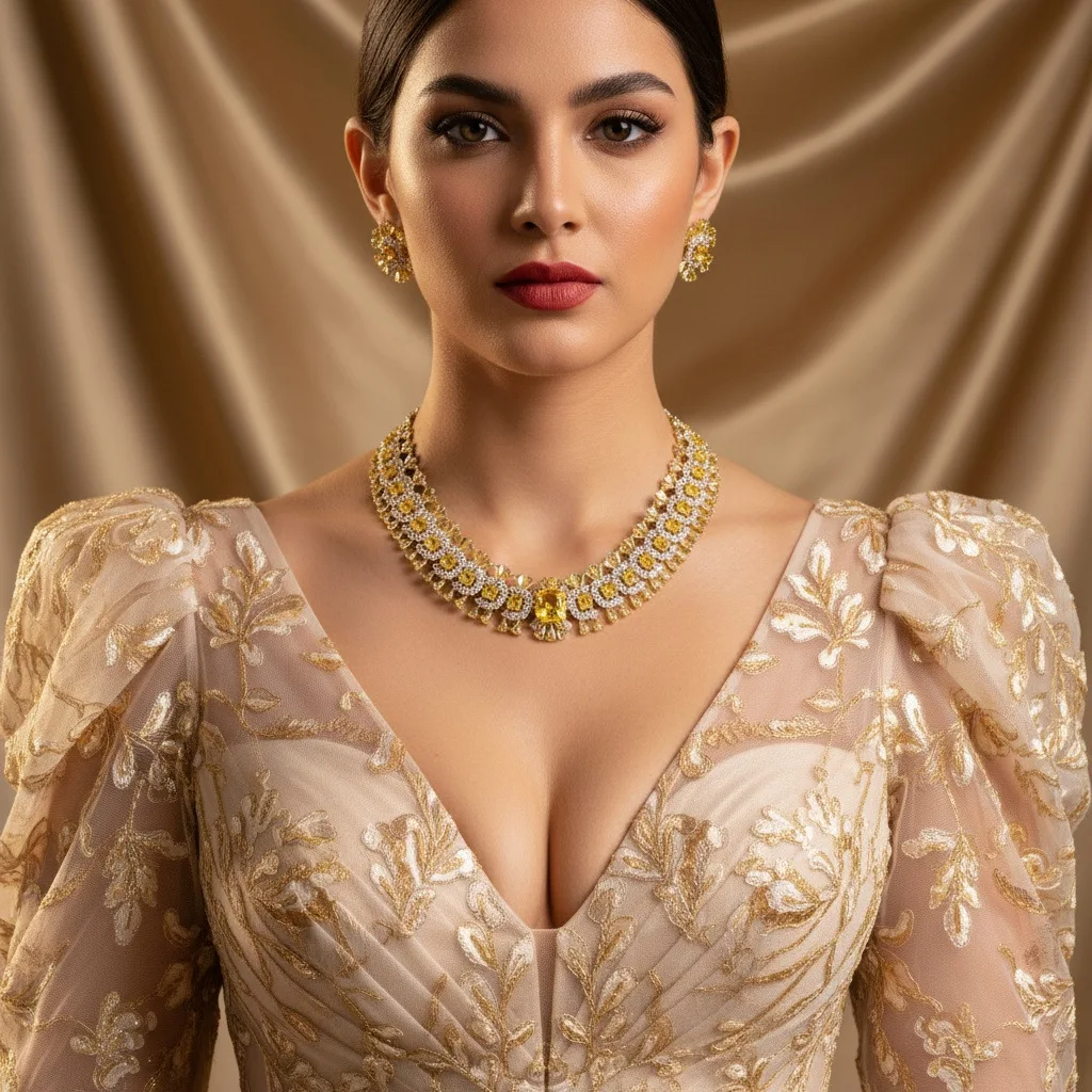 Sparkling Colourful Niche Delicate Flower Jewellery Necklace Earrings 2 Pcs Set Wedding Banquet Prom Bridal Women Dubai 2026