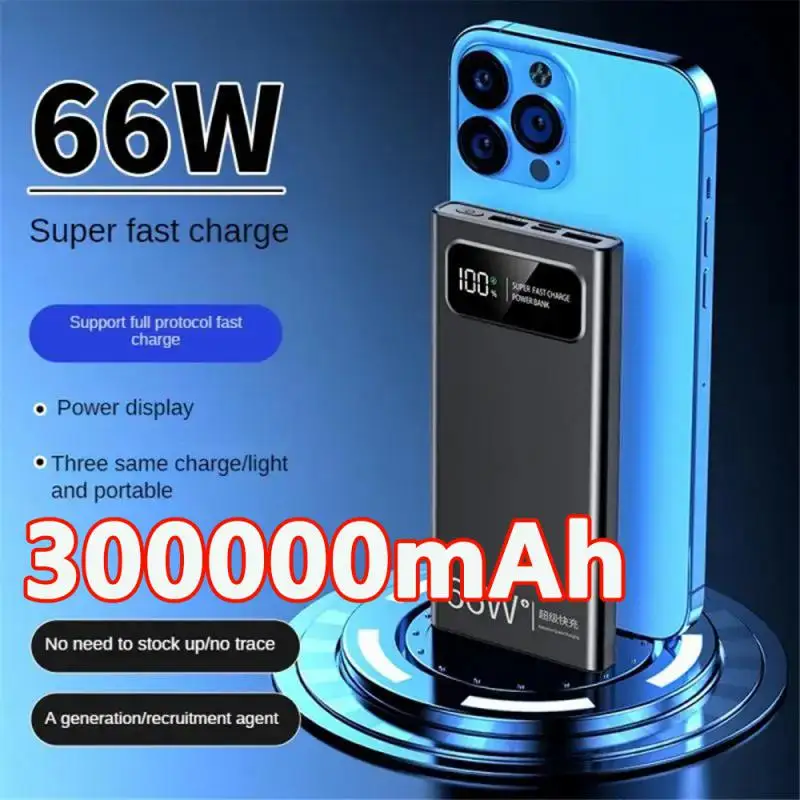 

Power Bank 300000mAh 66W Super Ultra Fast Charging External Battery Charger PD 20W PowerBank For iPhone 13 14 Pro Huawei Samsung