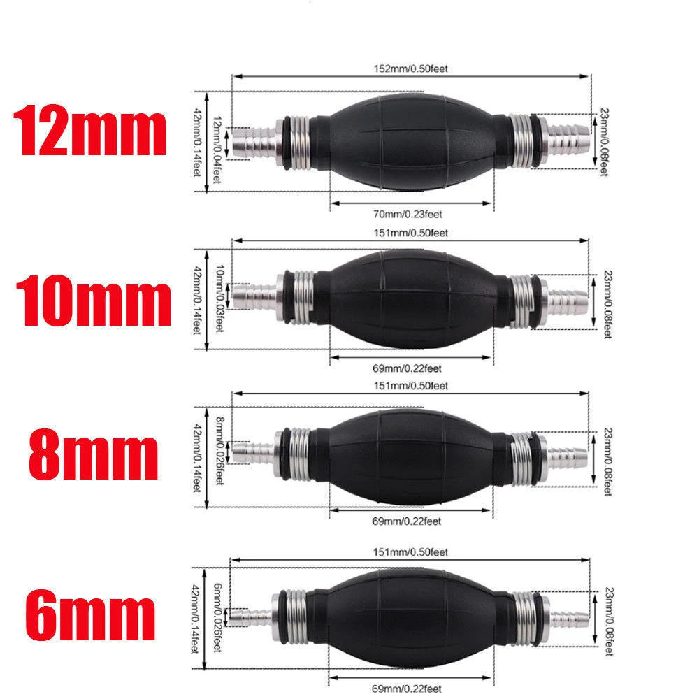 Hand Pinch Pump Fuel Pump Rubber Aluminum Hand Primer Bulb All Fuels for Car Boat Marine Outboard 6mm 8mm 10mm 12mm