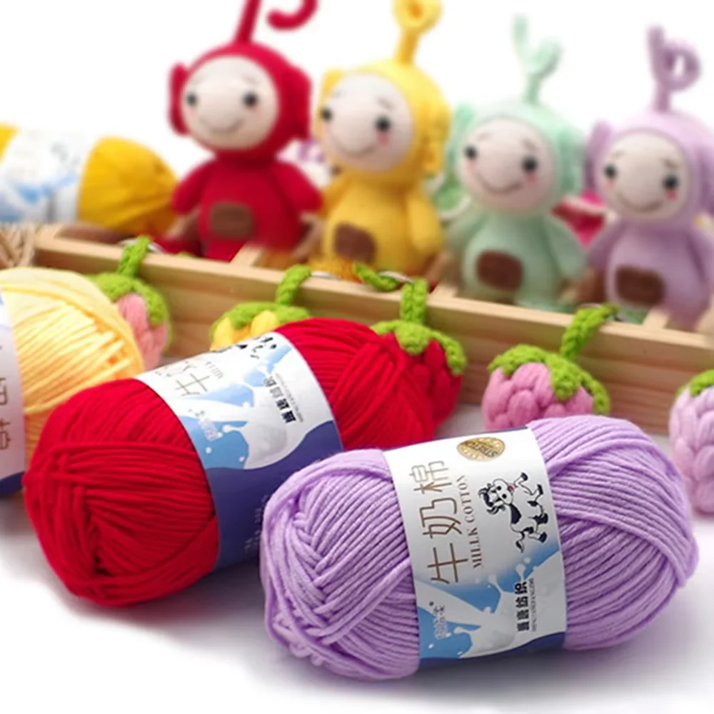 50g 5-lagiges Milchbaumwoll-Strickgarn, gefärbt, handgewebt, für Häkelarbeiten, Pullover, Mützen, Puppen, Nähen, Strickwerkzeuge