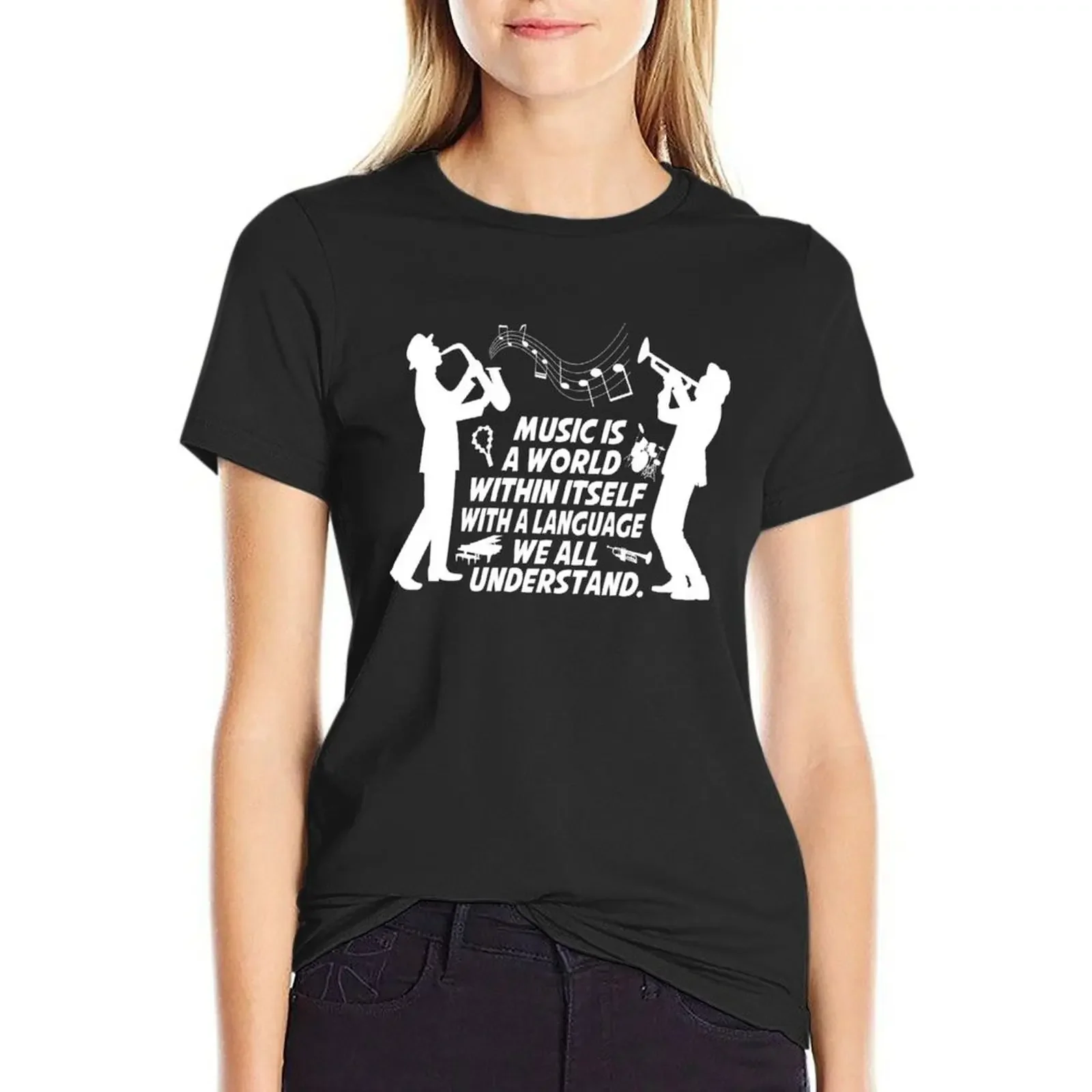 

Black and white musician quote T-Shirt tees lady clothes customs design your own western t-shirt dress for Women