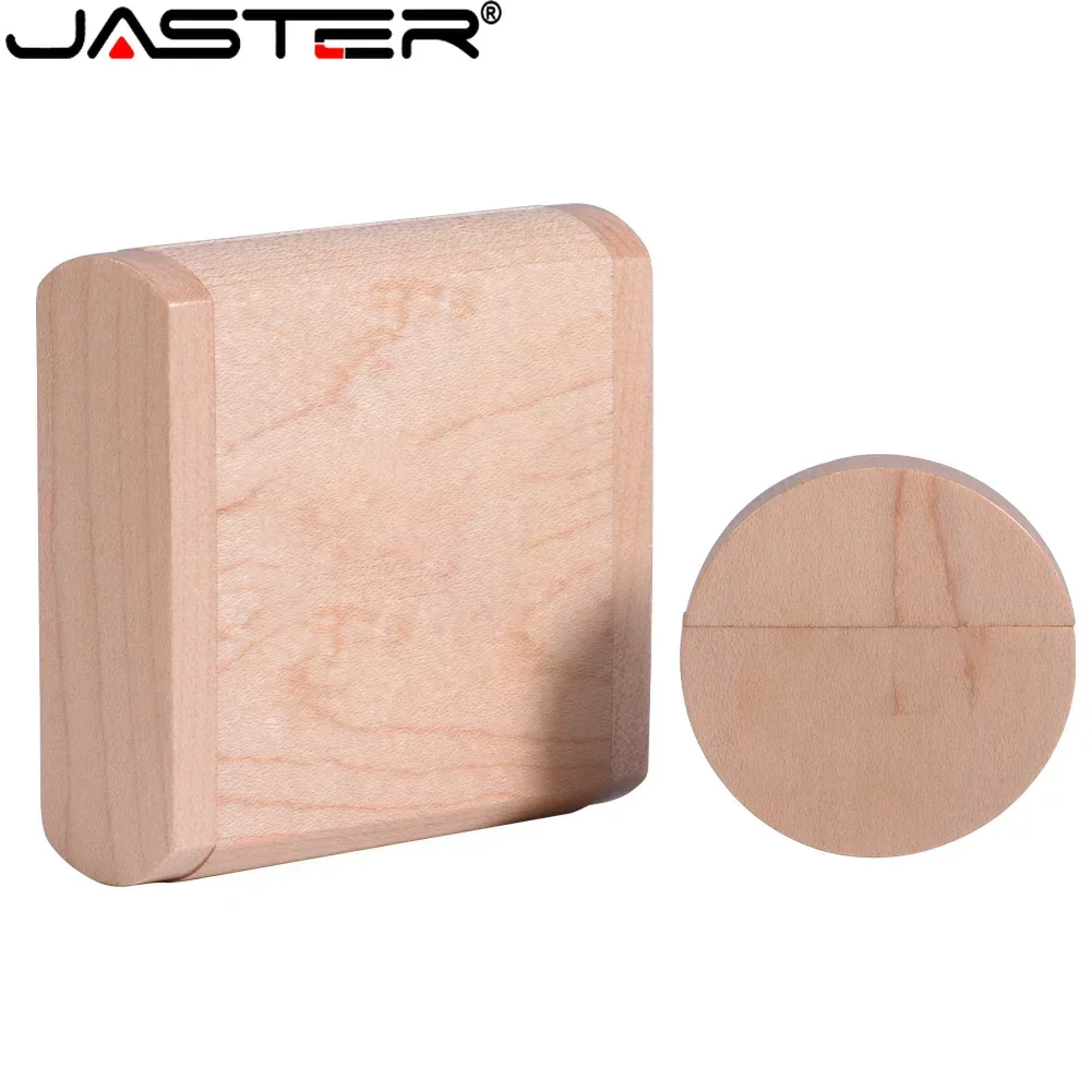 

JASTER Round Walnut Wooden Box Memory Stick 128GB Maple wood USB Flash Drive 64GB Business Gift Pen Drive 32GB U Disk 16GB