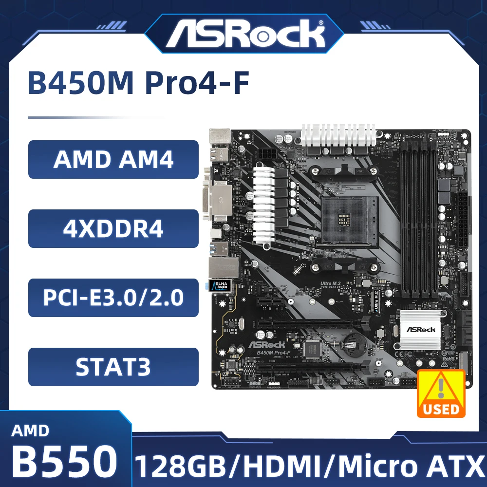 

B450 B450M Motherboard ASRock B450M Pro4-F AM4 64GB DDR4 PCI-E 3.0 4×SATA III USB3.1 HDMI Micro ATX support Ryzen 7 1700 cpu