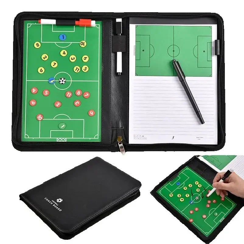 Magnetic Football Tactic Board With Marker Pen Portable Zipper Soccer Coaching Clipboard For Match Training Soccer Accessories