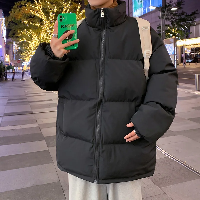 2025 Streetwear Winter New Retro Parkas Coat Men Solid Color Bubble Jacket Oversize Warm Coat Korean Fashion Puffer Jacket