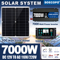 SOECOPO 7000W Solar Power System Kit with 100A Controller 300W Photovoltaic Panel Inverter 12V To 110V/220V for Home/Camping/RV