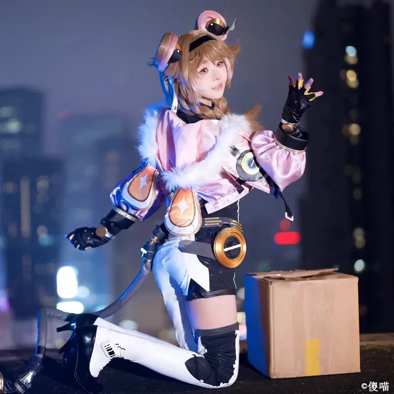 Wuthering Waves Lumi Cosplay Costume Headwear Leather Jumpsuit Props Accessories Outerwear Uniform Halloween Party Sweet Set