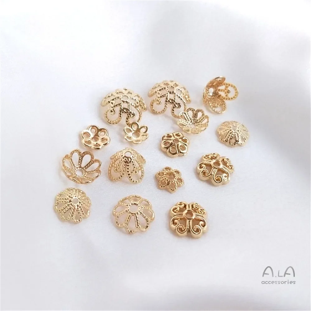 

14K Gold Plating Hollow out flower holder hat bead holder bead DIY string first jewelry bracelet bead scattered bead accessories