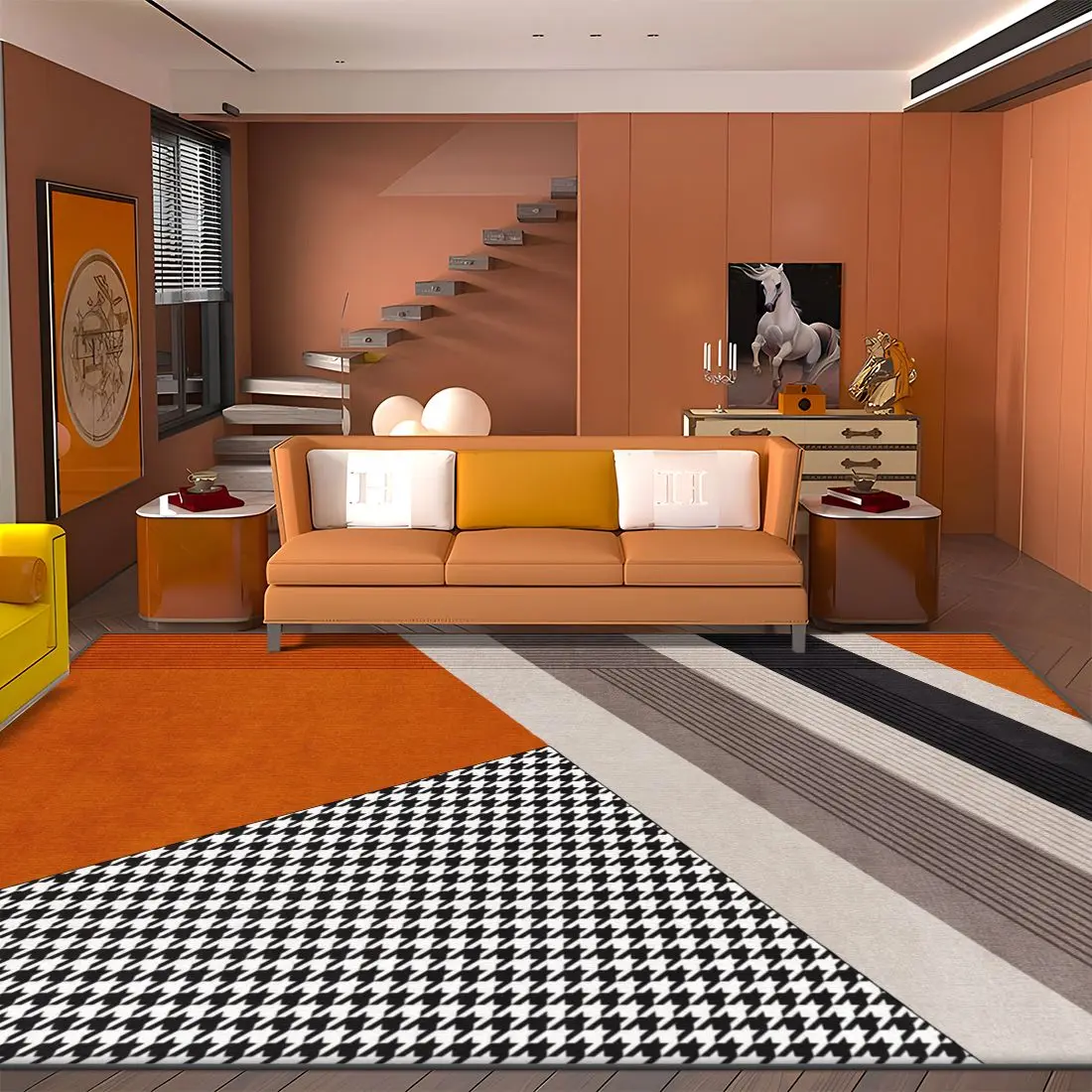 

Роскошный Оранжевый ковер для гостиной светильник, большой коврик для домашнего журнального столика, современные стираемые ковровые покрытия