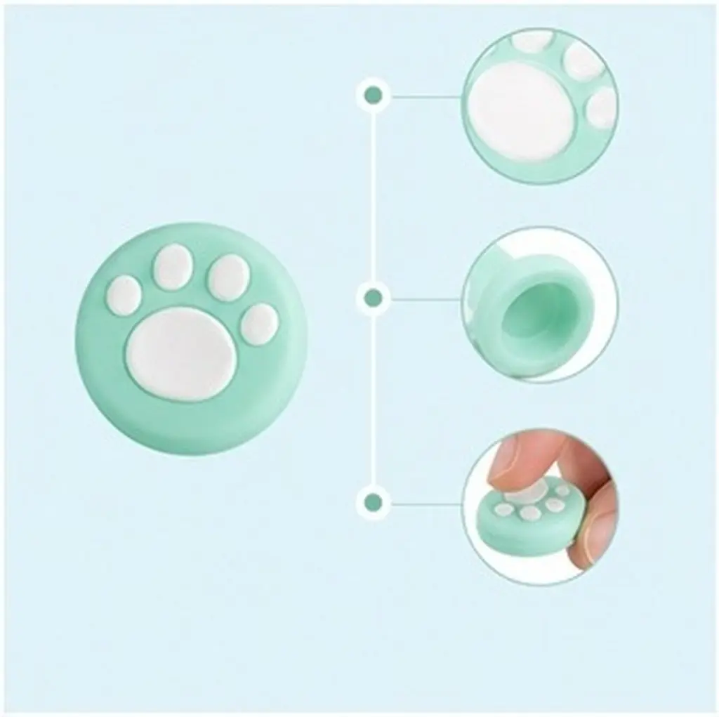 16Pcs Paw Print Silicone Thumb Grips Joystick Cover Non-Slip Protective Caps for Controller Analog Stick Game Machine