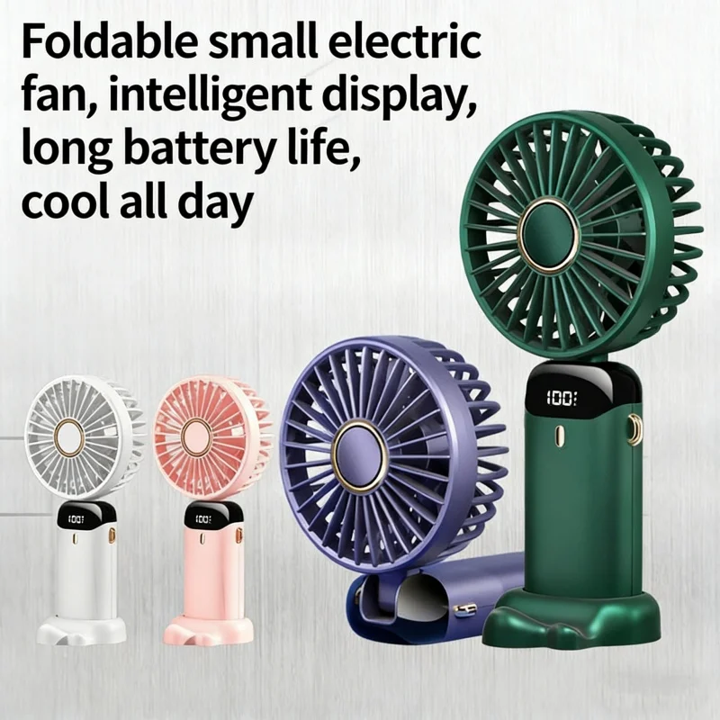 

Handheld fan USB mini portable rechargeable small fan digital display folding aromatherapy small electric fan