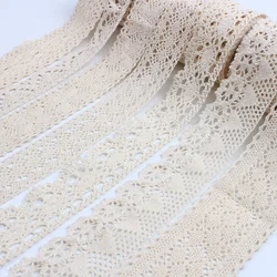 2Yards/Lot Beige Wide Lace Farbic For Crafts 35-55mm Trim Ribbon DIY Garment Hair Hat Accessories Embroidered Sewing Tulles